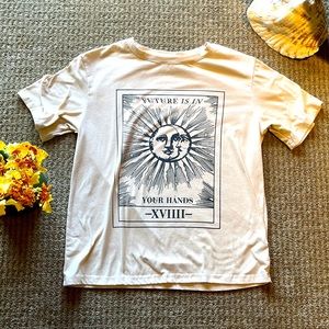 Tan Future Graphic T-Shirt Men’s Women’s Size M SHEIN Tarot Card Aesthetic